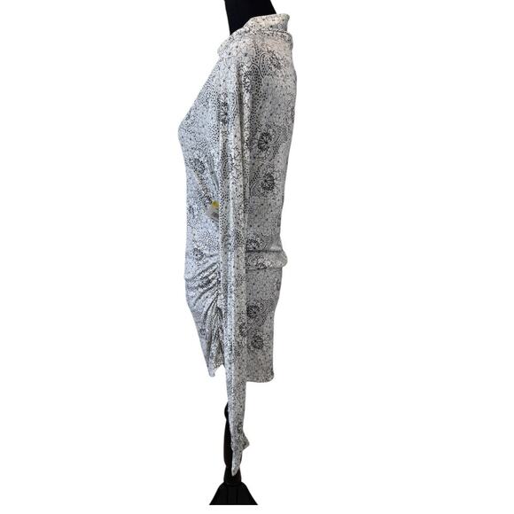 NEW REBECCA TAYLOR White Forget Me Not Fleur Ruched Turtleneck T-Shirt Size XL - Picture 5 of 7